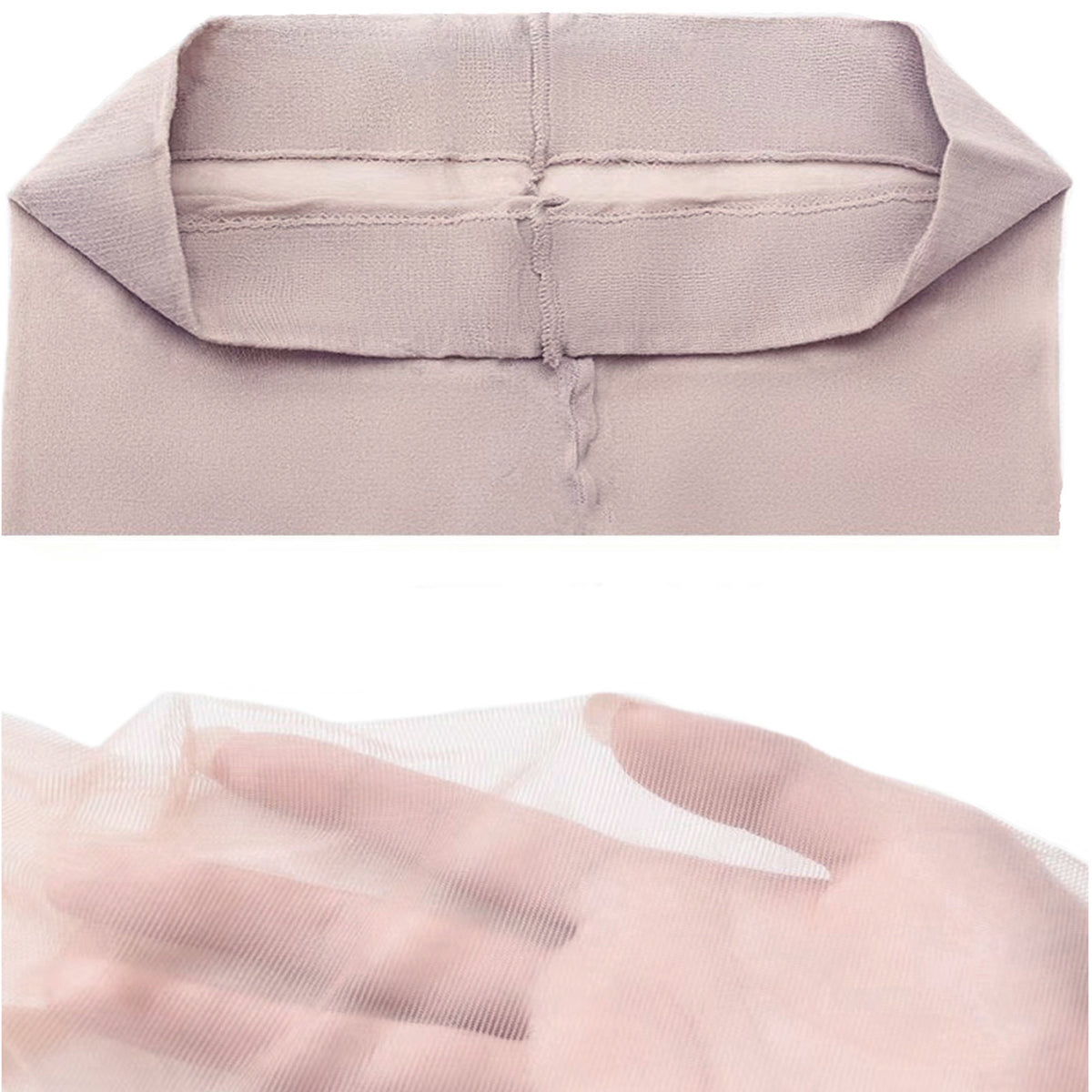 A close-up of a light beige sheer fabric, showing the translucent material 