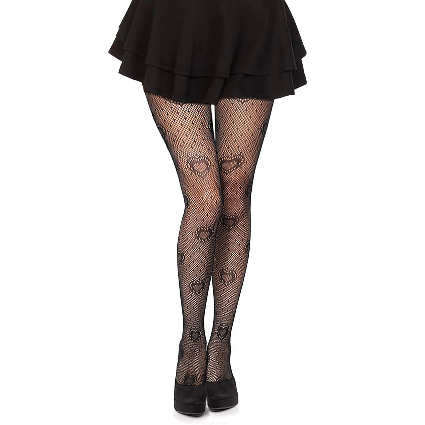 Simply Joshimo Love heart fishnet tights in black