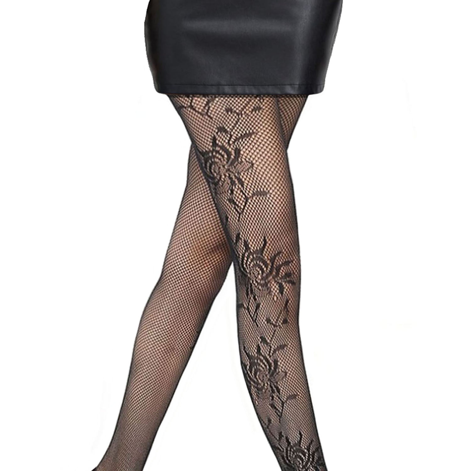 English rose flower print tights