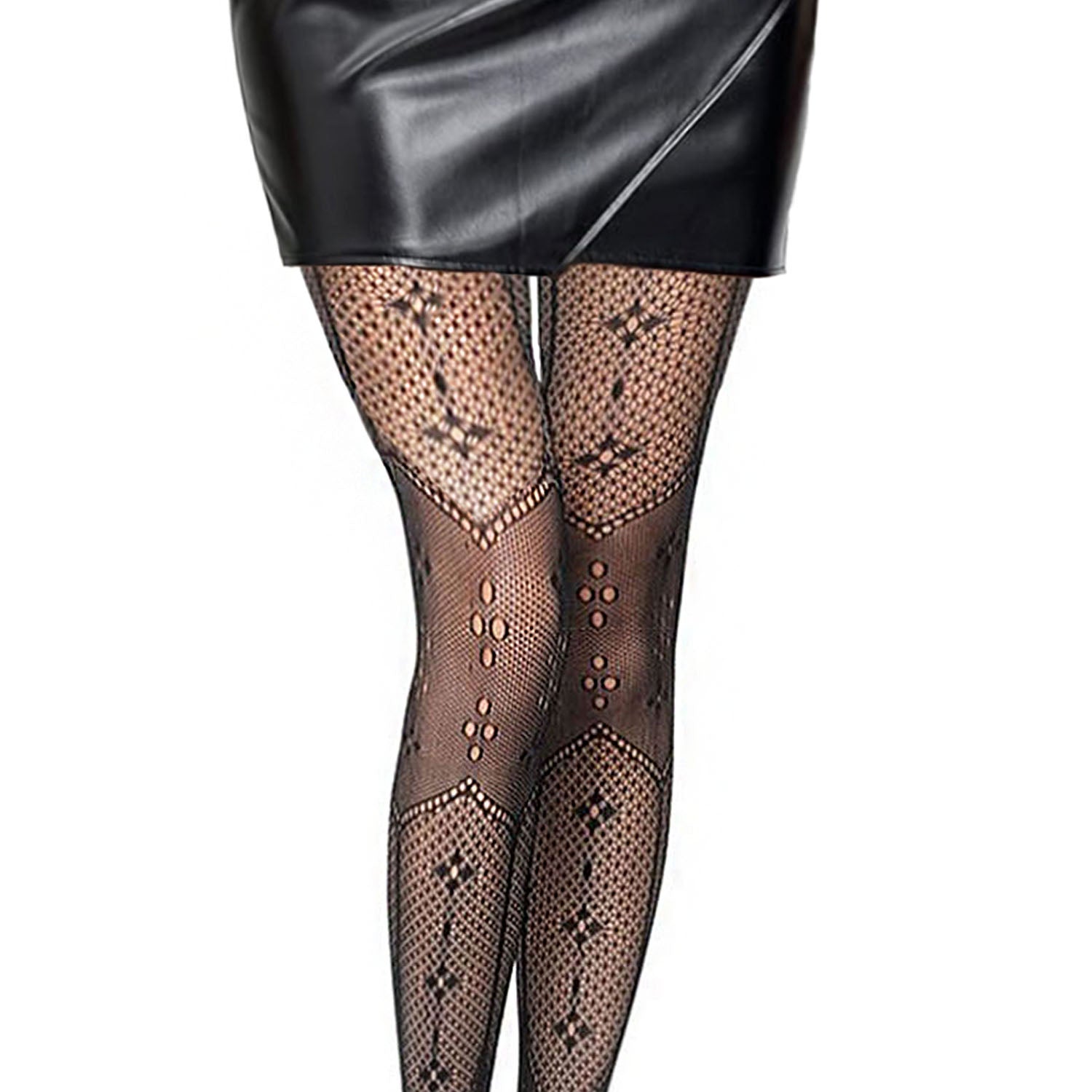 Outfit of the day patterned tights and mini skirt