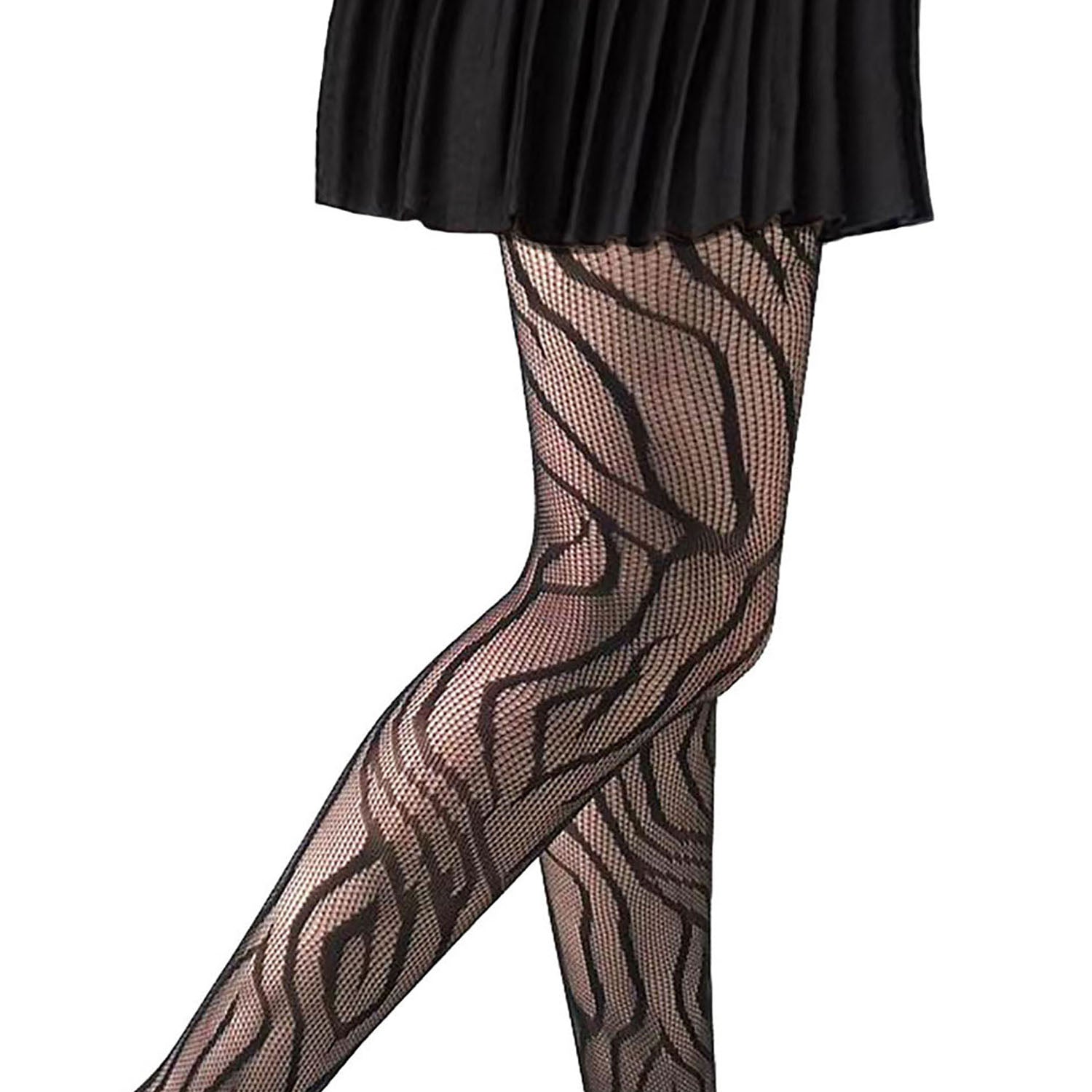 Zebra print fishnet Hosiery in black