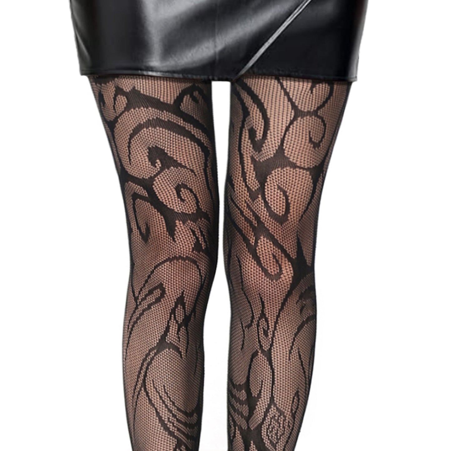 OOTD Black Leather Miniskirt with zebra print tights