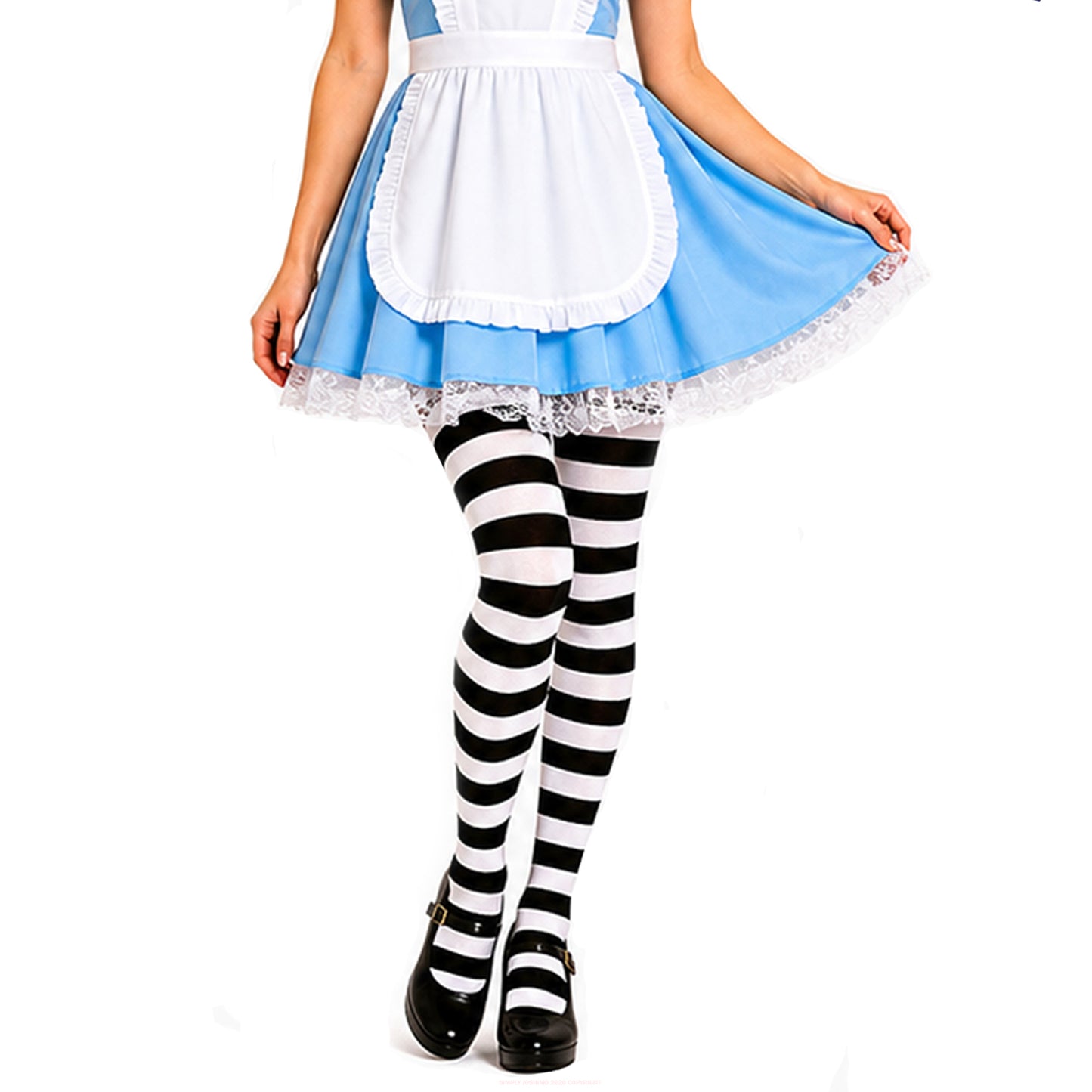 Simply Joshimo Alice in Wonderland costume with striped tights