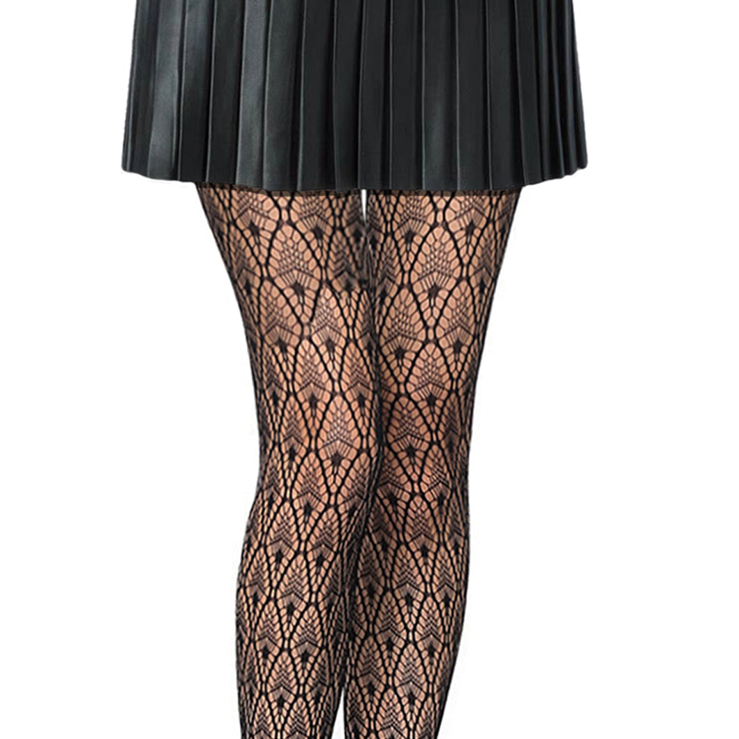Diamond fishnet tights and mini skirt outfit