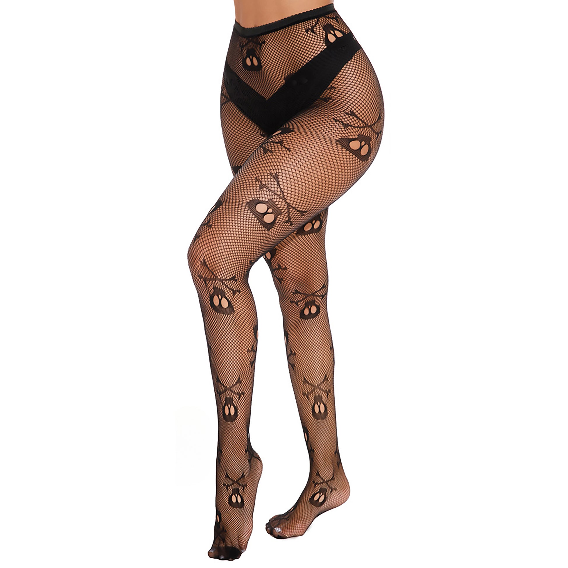 Women's skull and crossbone gothic hosiery accessory