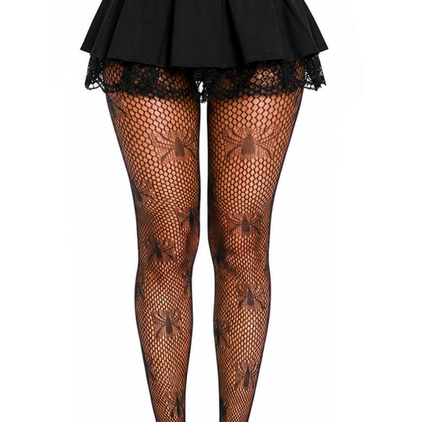 Womens Black Spider Pattern Net Tights - Simply Joshimo