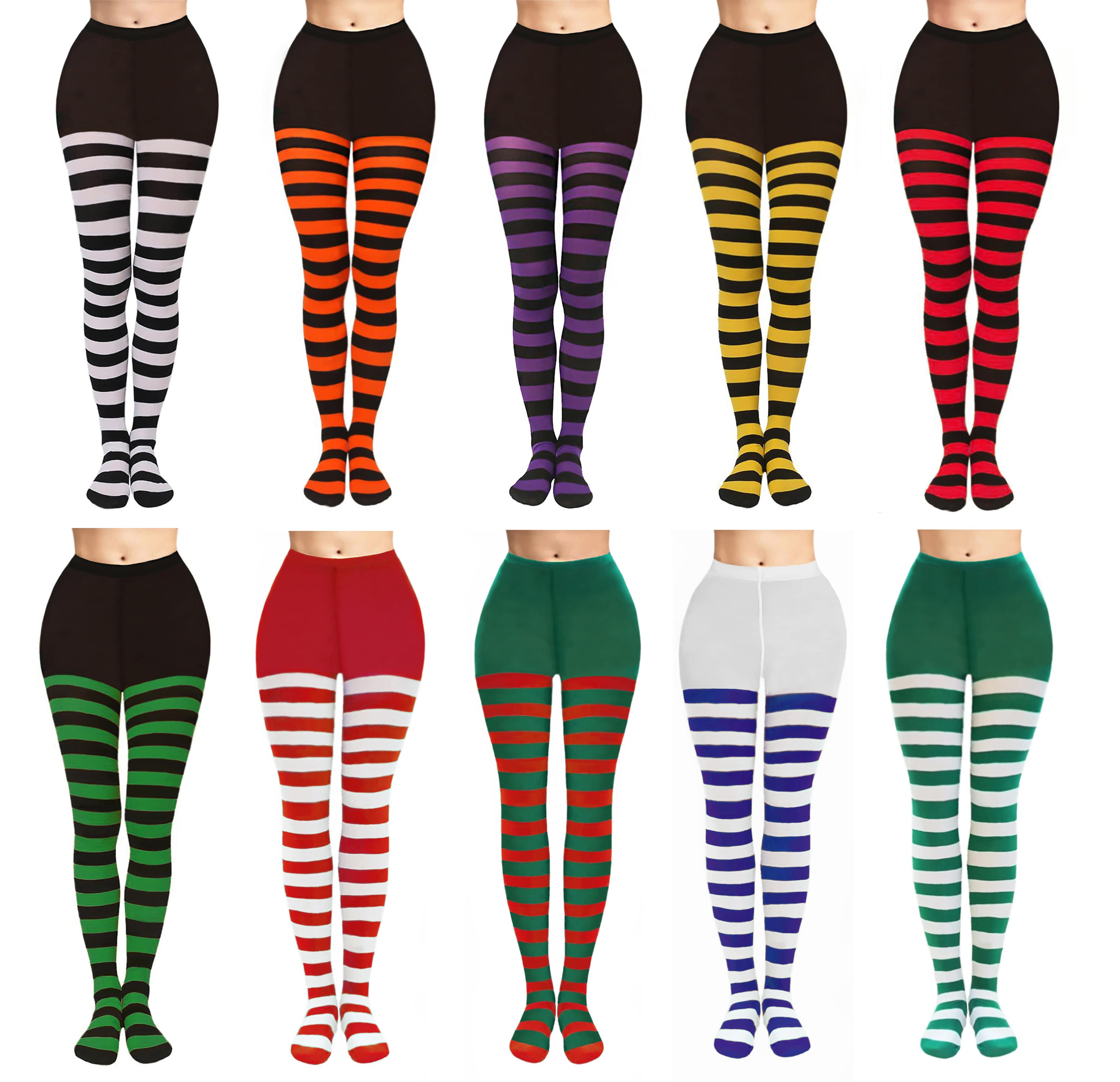 Black White Striped Tights For Alice in Wonderland Halloween or Christmas