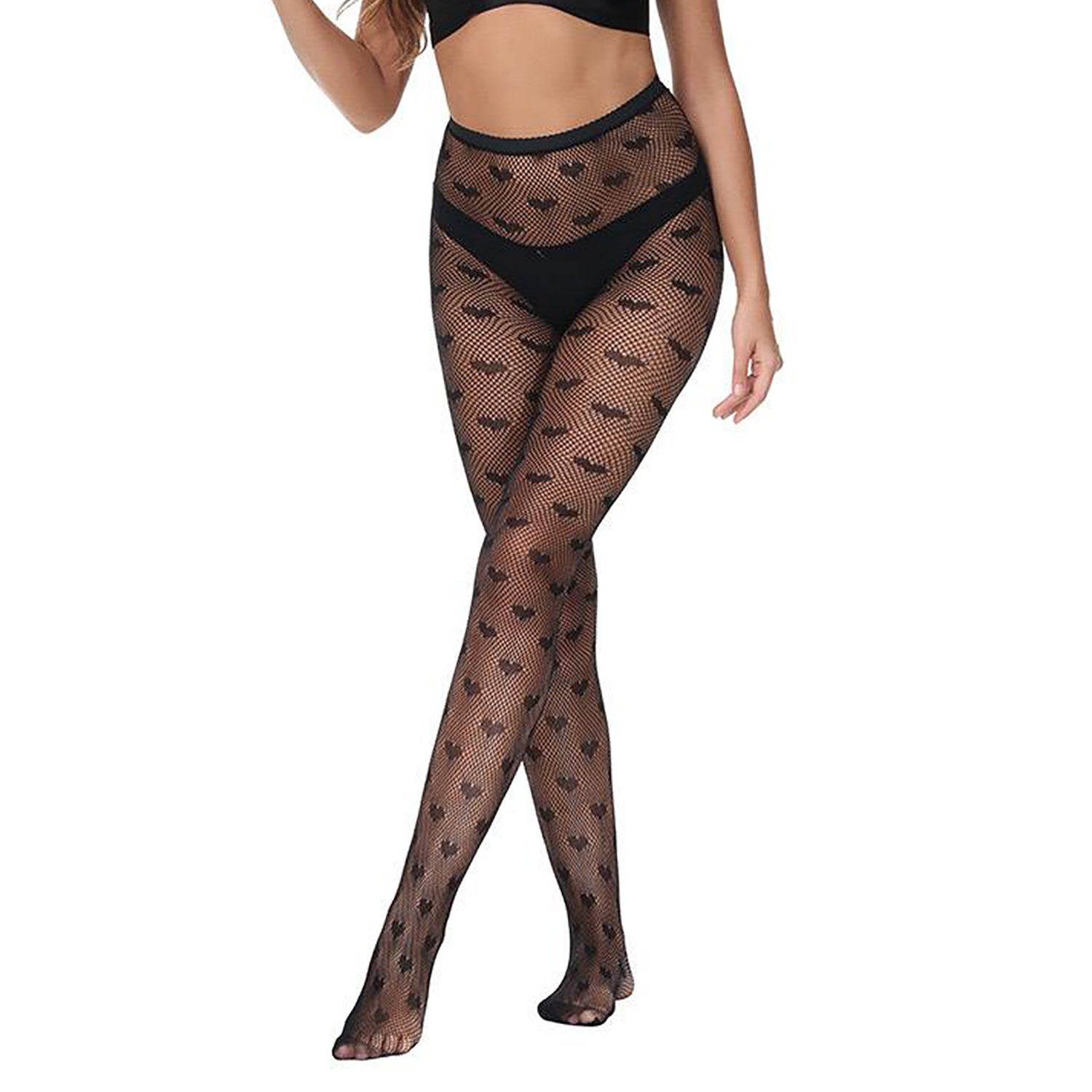 Black Sweet Heart Patterned Tights - Simply Joshimo