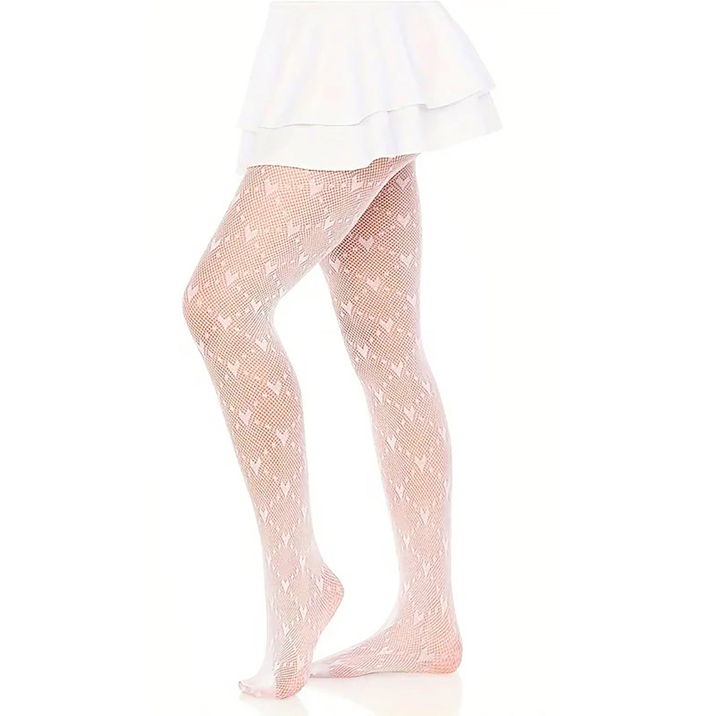 Womens heart print tights in white