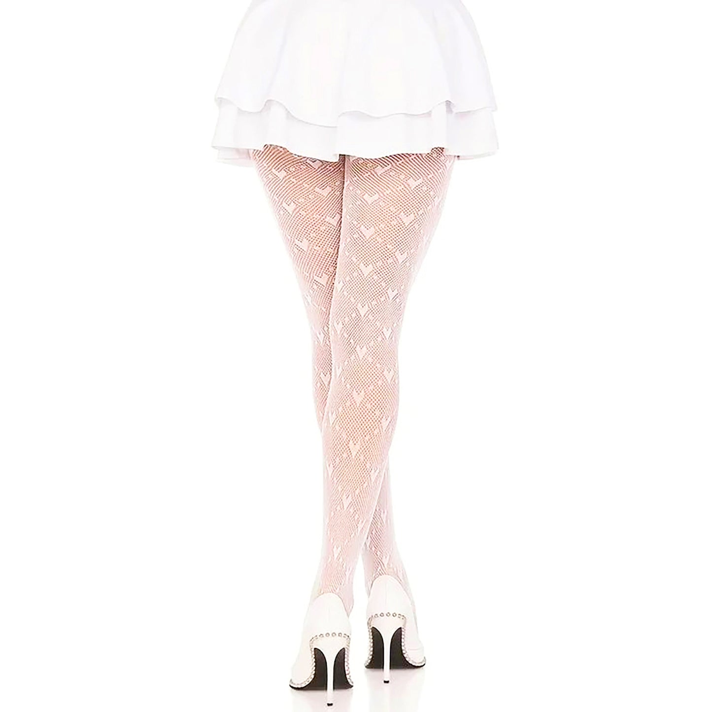 Ladies heart pattern micro net fishnet tights
