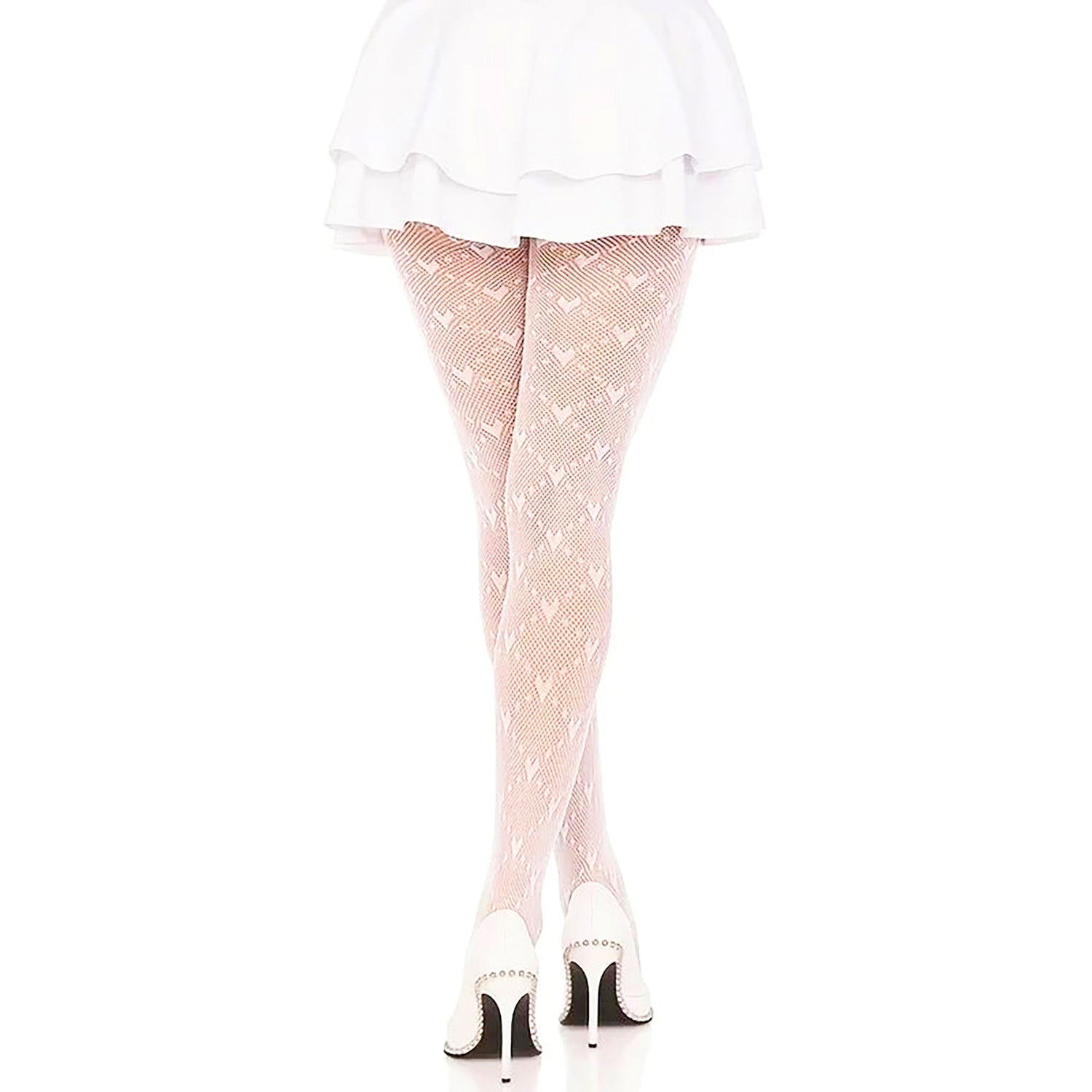 Ladies heart pattern micro net fishnet tights