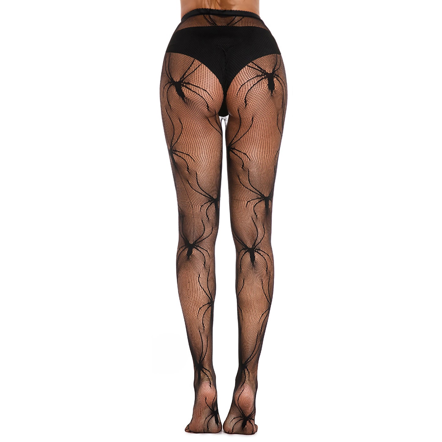 Large spider fishnet tights with reinforced toes and stretch fit