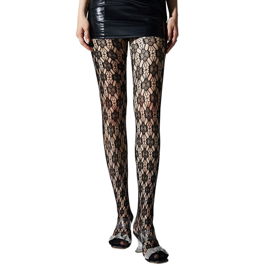 Womens Floral Hollow Out Lace Tights - Simply Joshimo