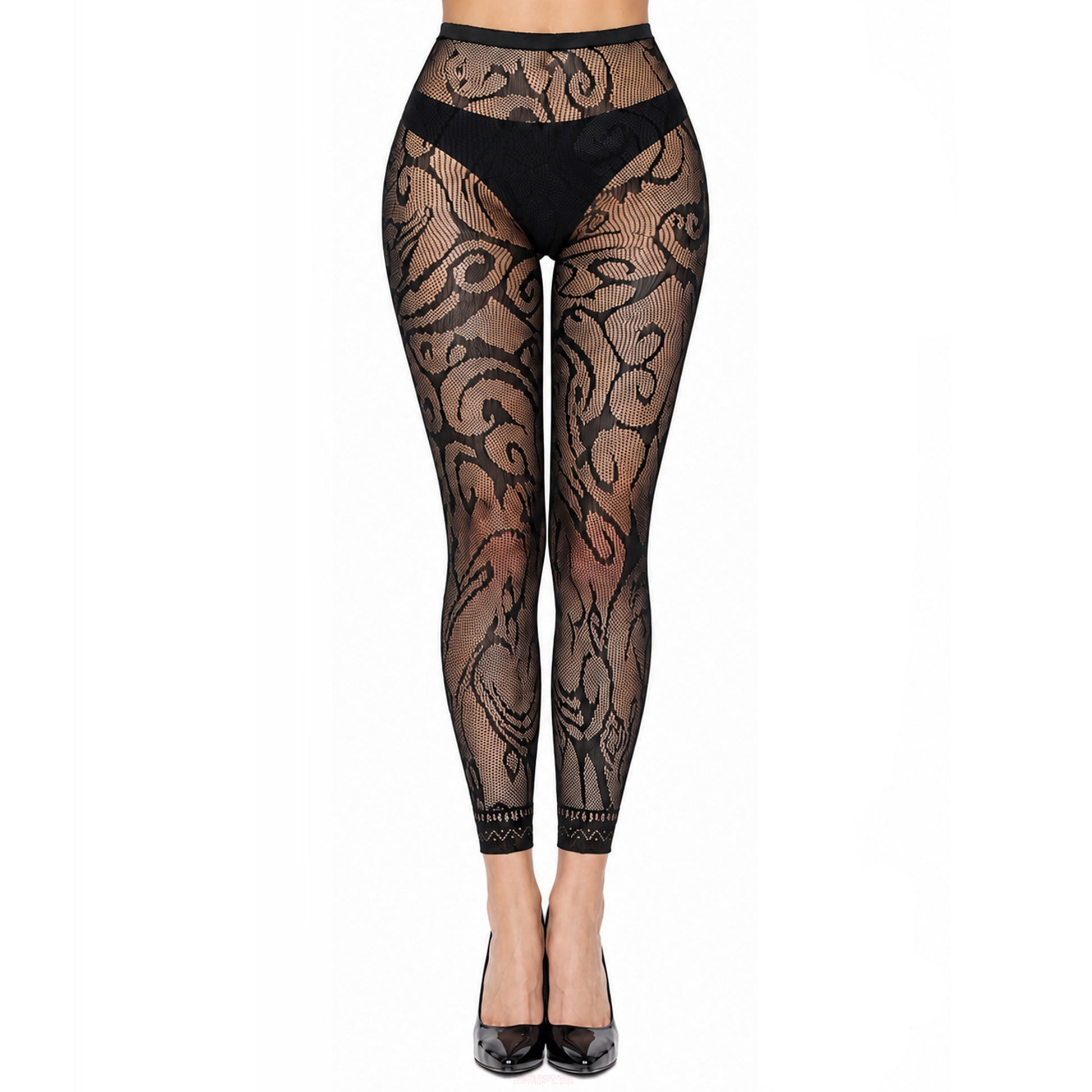 Womens zebra lace fishnet tights fine mesh stretch hosiery