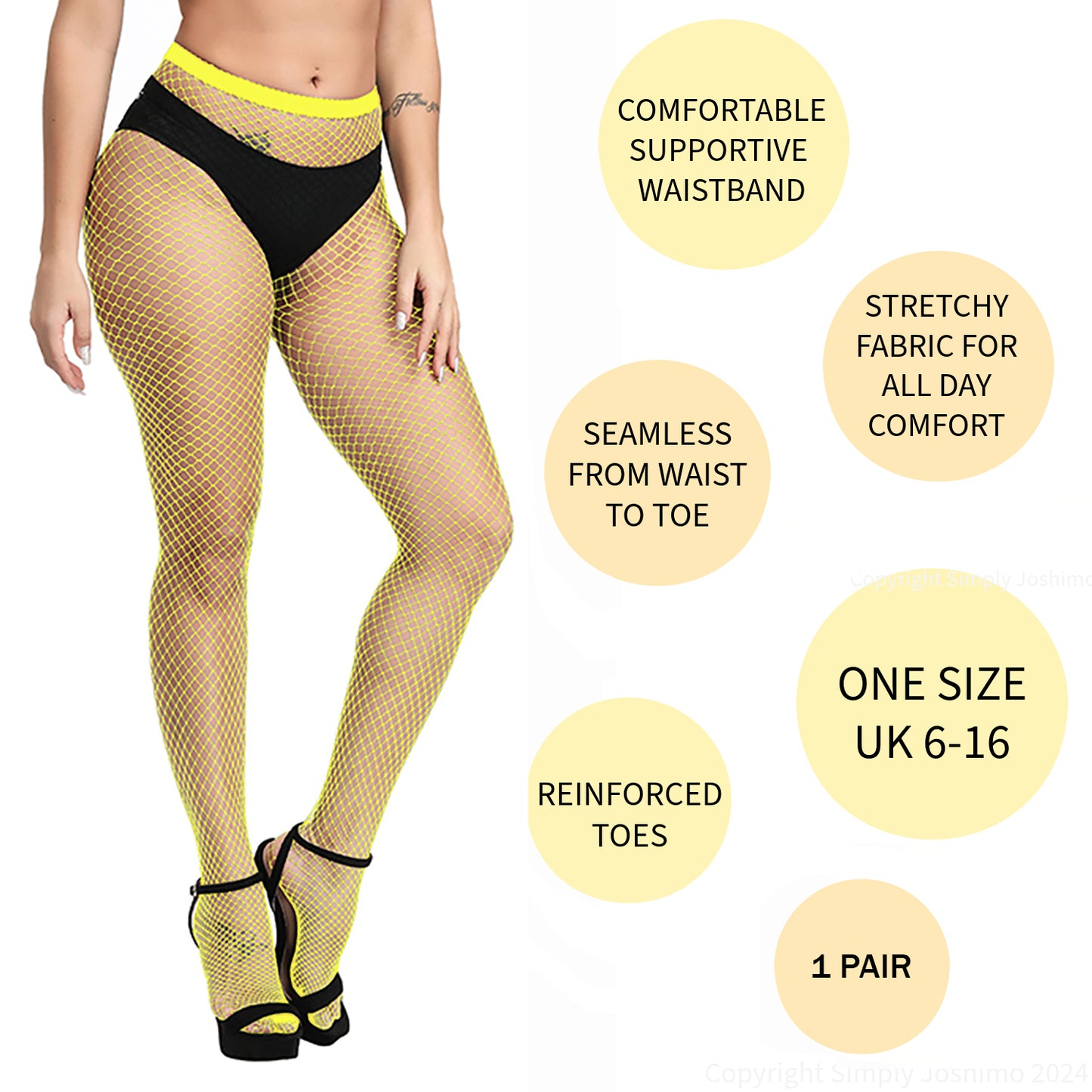 Yellow Coloured Fishnet Tights - Micro, Regular, Large, or Whale Net - 1 Pair
