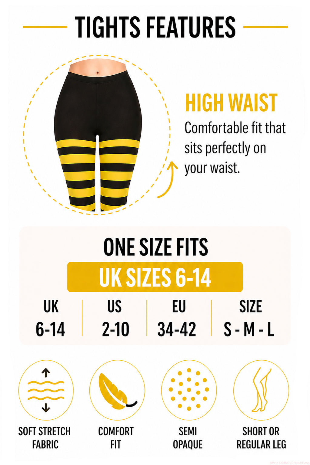 Yellow and black tights features