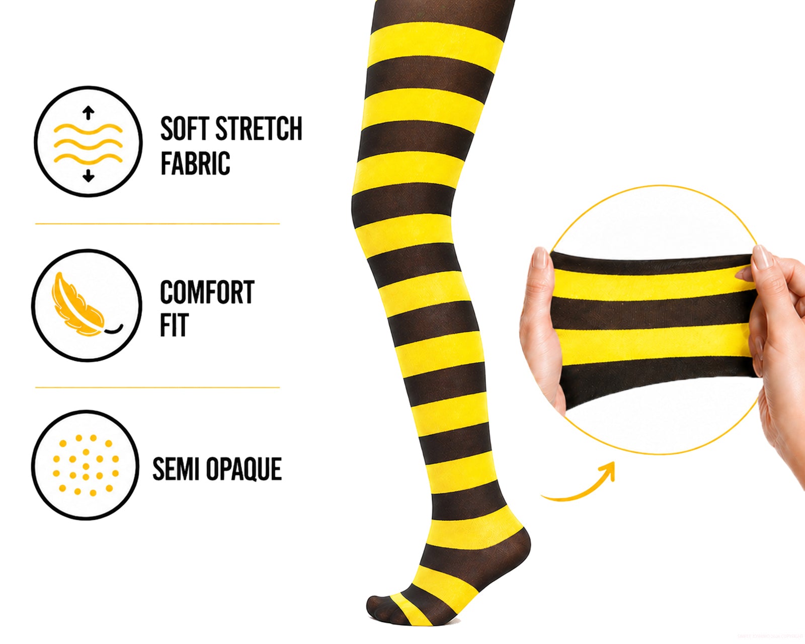 Yellow and black tights with added stretch