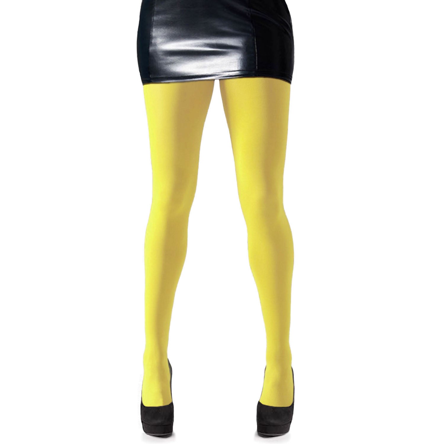 Ladies bright yellow thick denier tights - Simply Joshimo