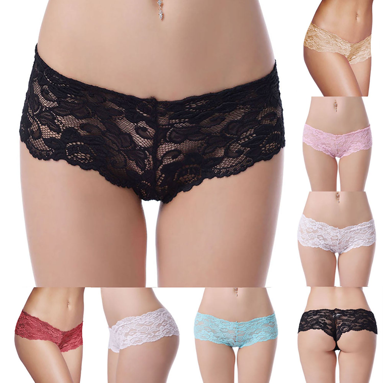 Simply Joshimo Floral Lace French Briefs (White)