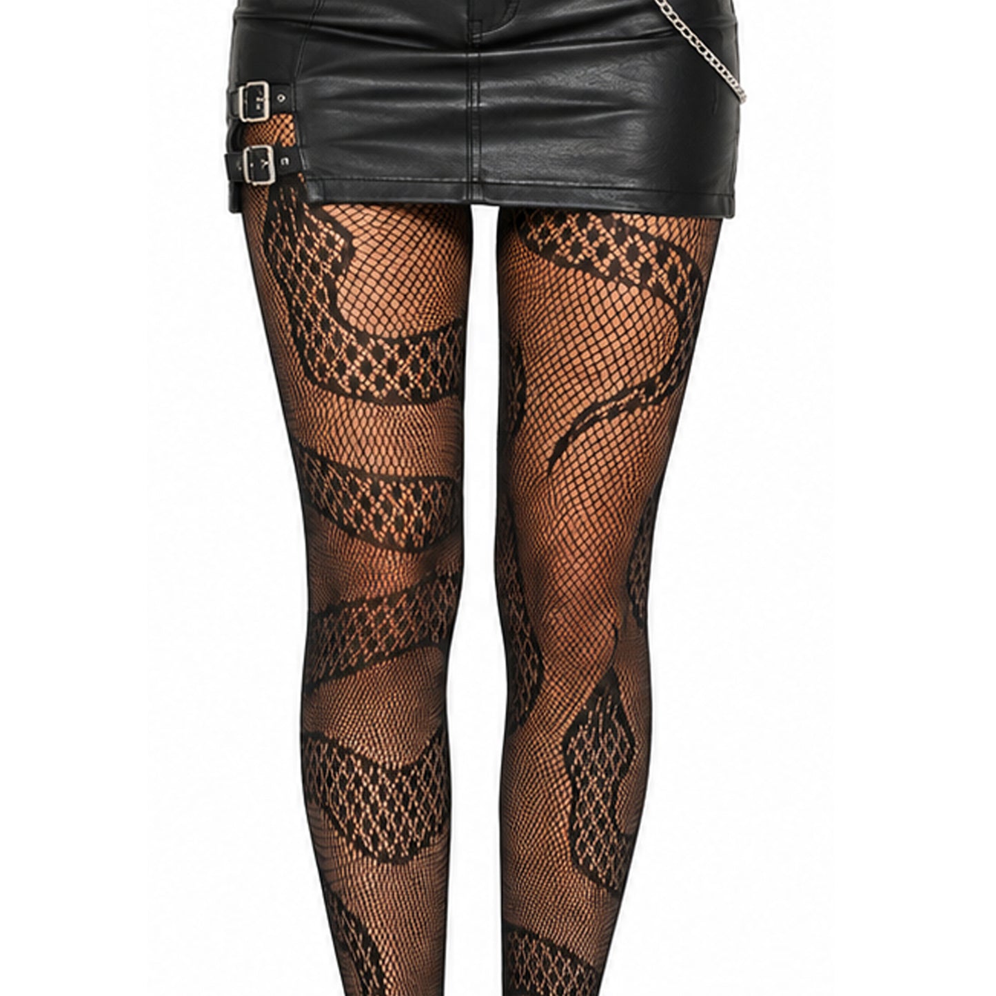 close up image of a gothic snake pattern on tights