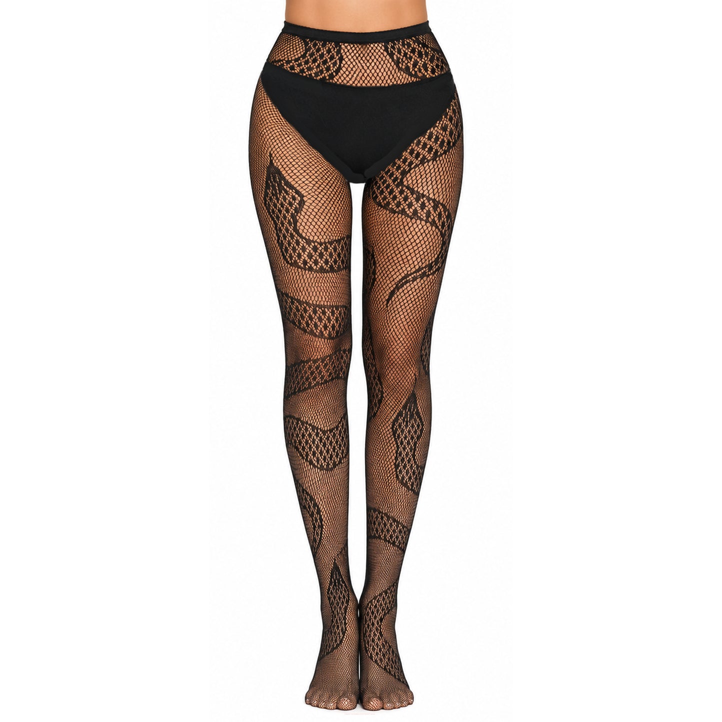 Snake Print Fishnet Tights