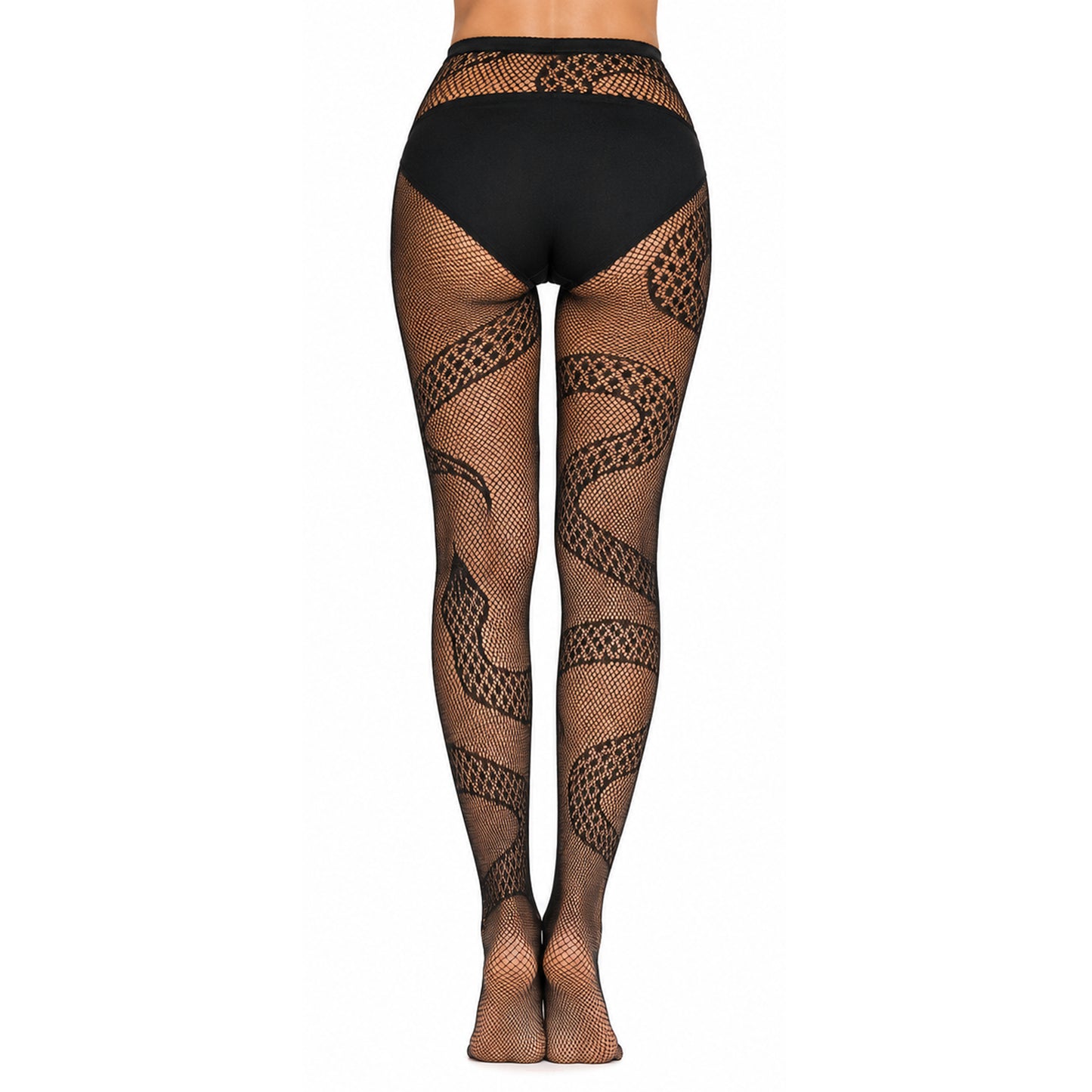 Womens black fishnet and lace snake fashion  tights