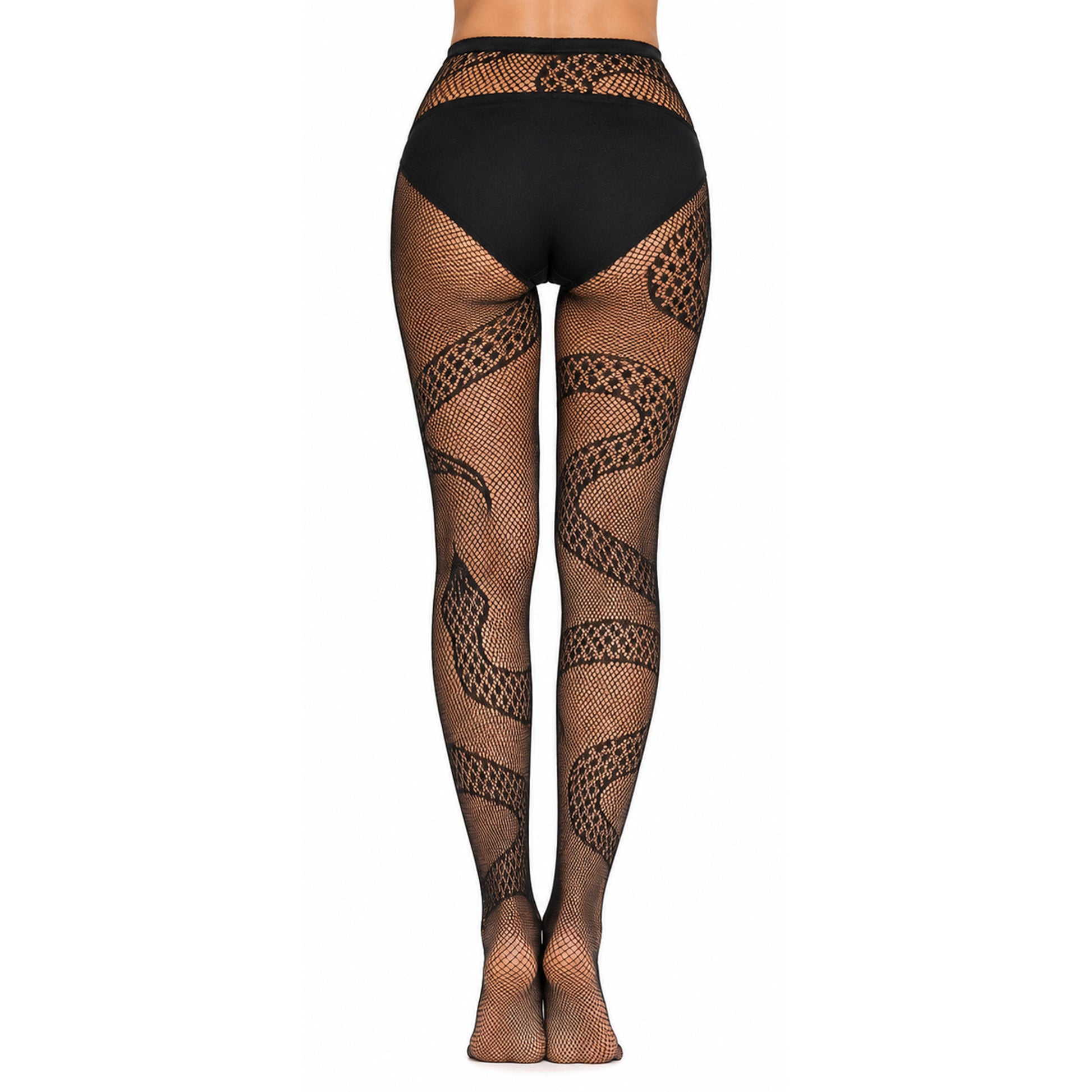 Womens black fishnet and lace snake fashion  tights
