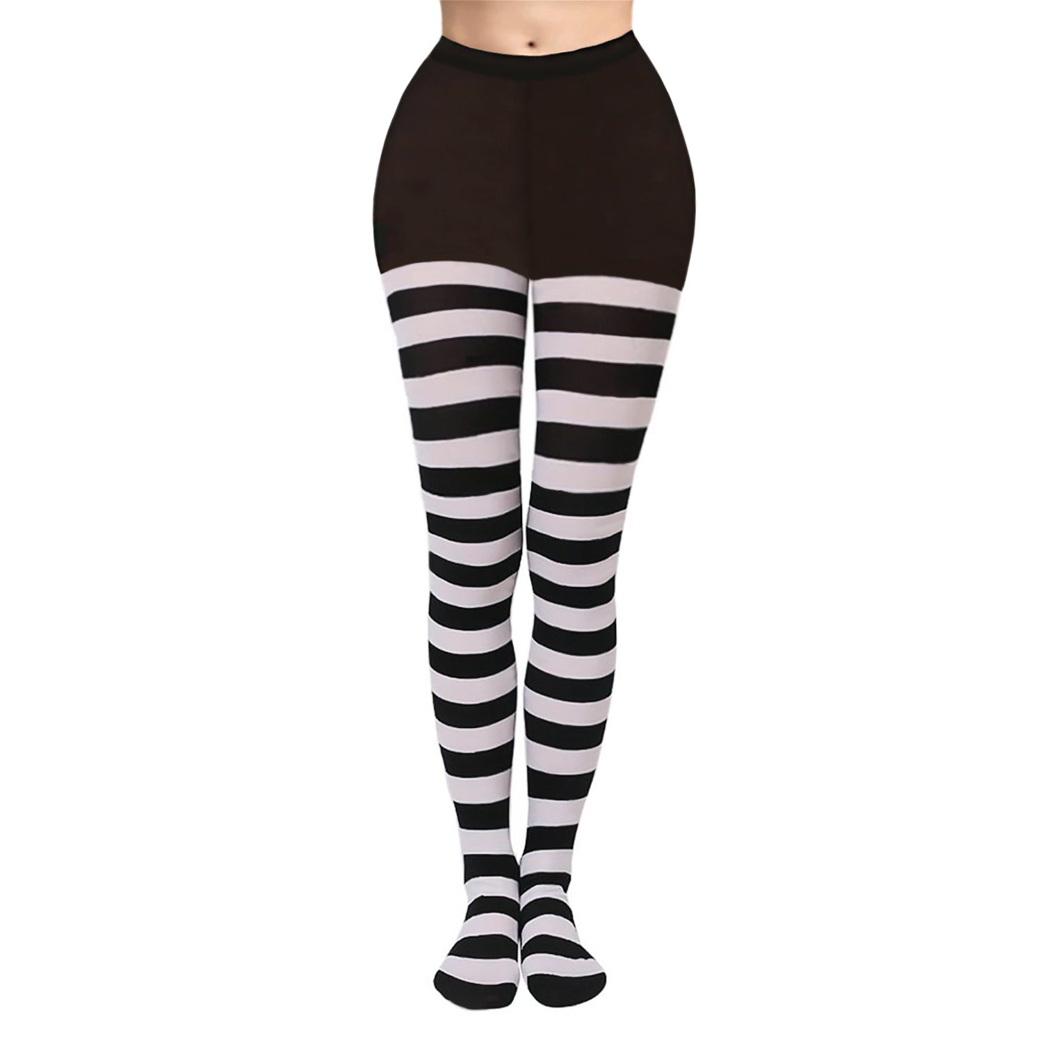 Black & White Striped Tights For Alice in Wonderland, Halloween or Christmas- Simply Joshimo