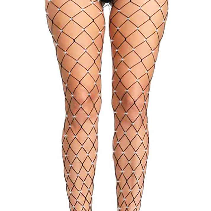Fishnet Opacity Rhinestone Shop Rhinestone Crystal Wide Fishnet Tights – Simply Joshimo