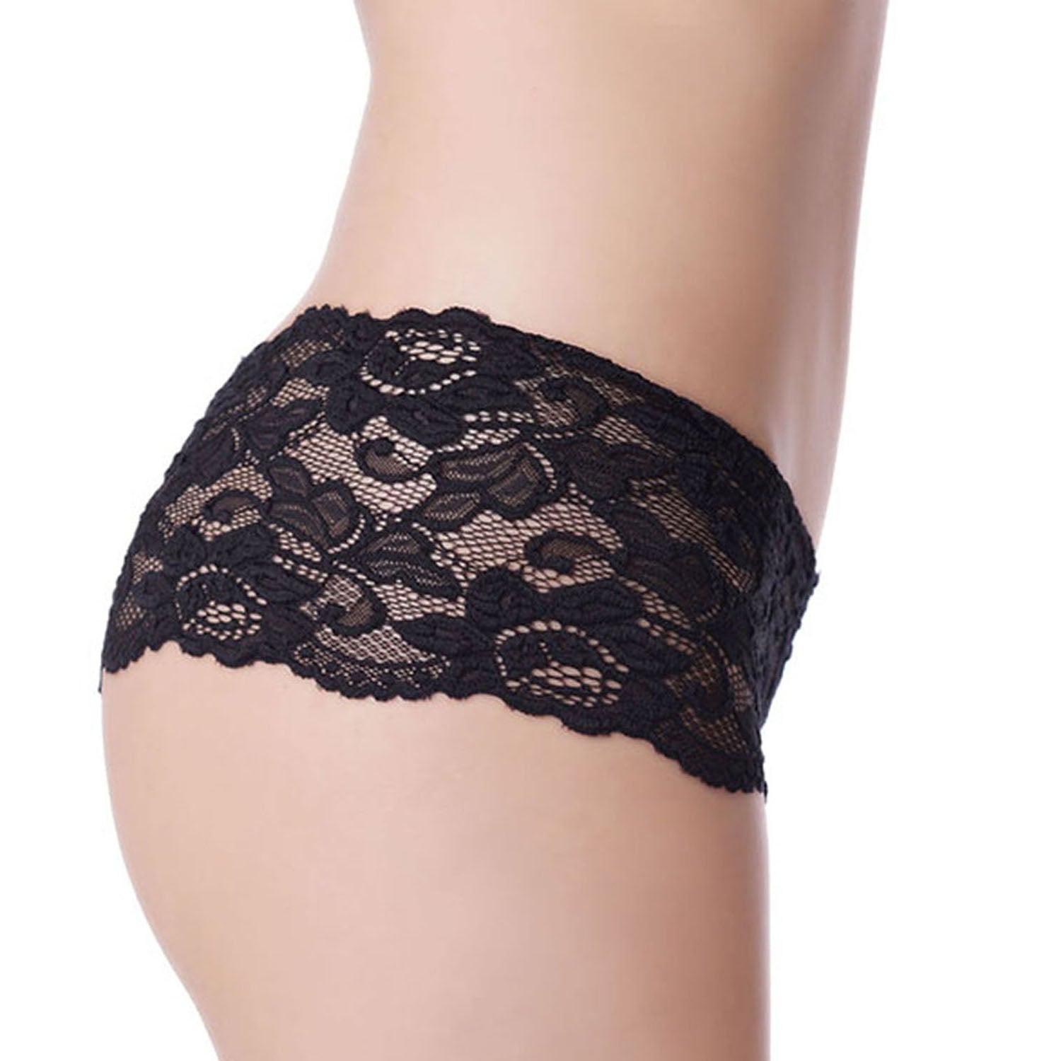Simply Joshimo Floral Lace French Knickers with Gusset (Black)