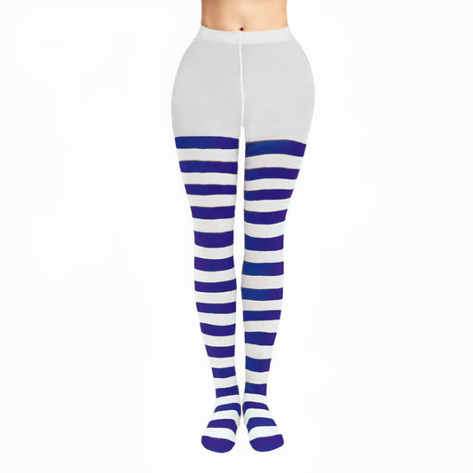 Blue & White Striped Fancy Dress Tights- Simply Joshimo