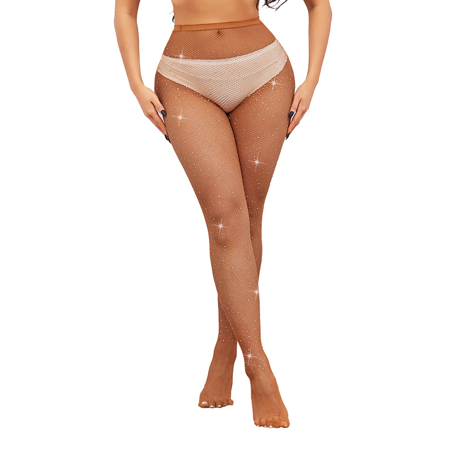 Caramel Funky Fishnet Festival Crystal Tights - Simply Joshimo