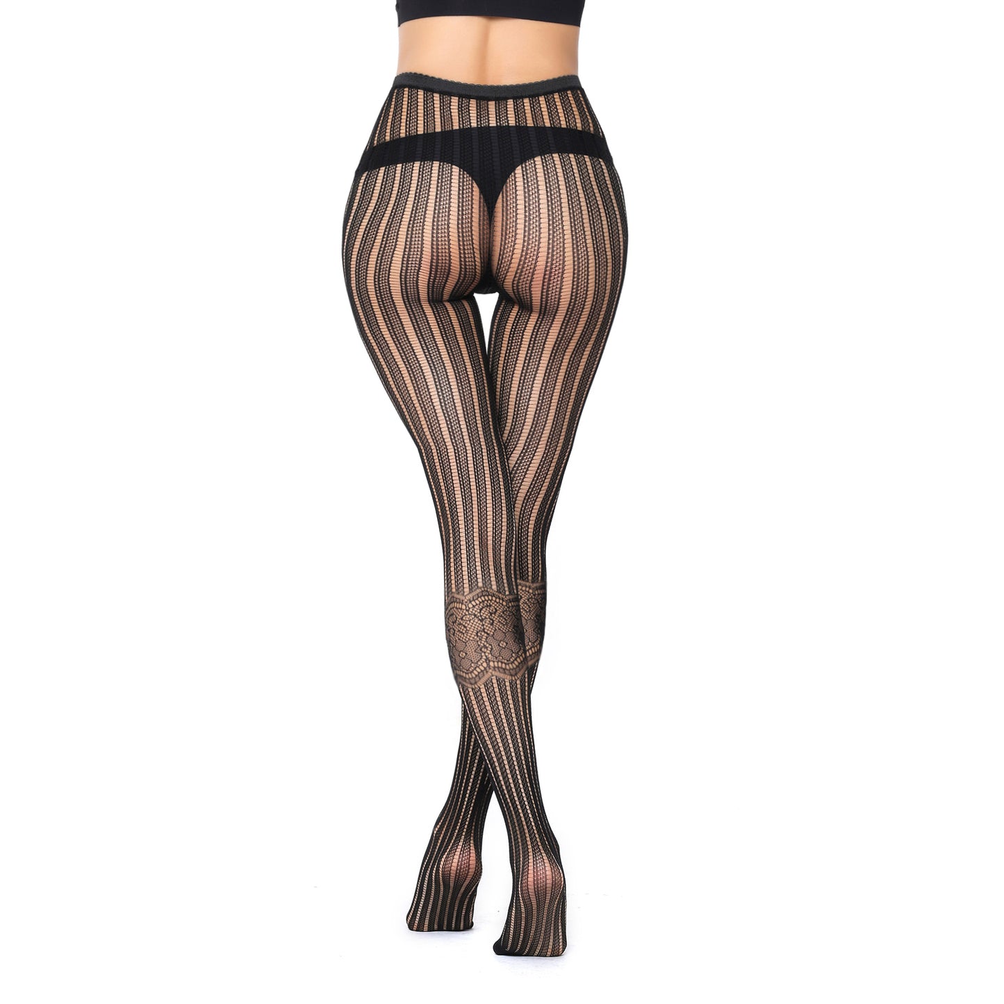 High waist fishnet tights in a size 6-16 featuring flowers and stripes