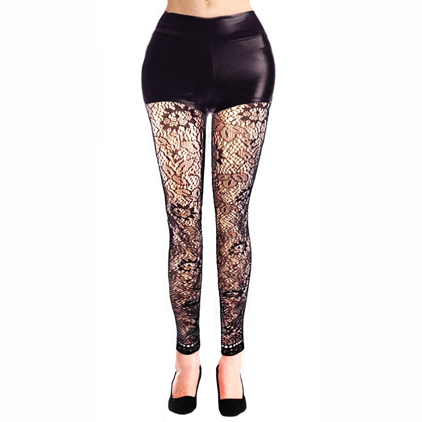 Simply Joshimo Floral Patterned Black Footless Fishnet Tights