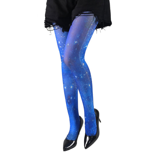 Women's blue galaxy pattern sheer tights - Simply Joshimo