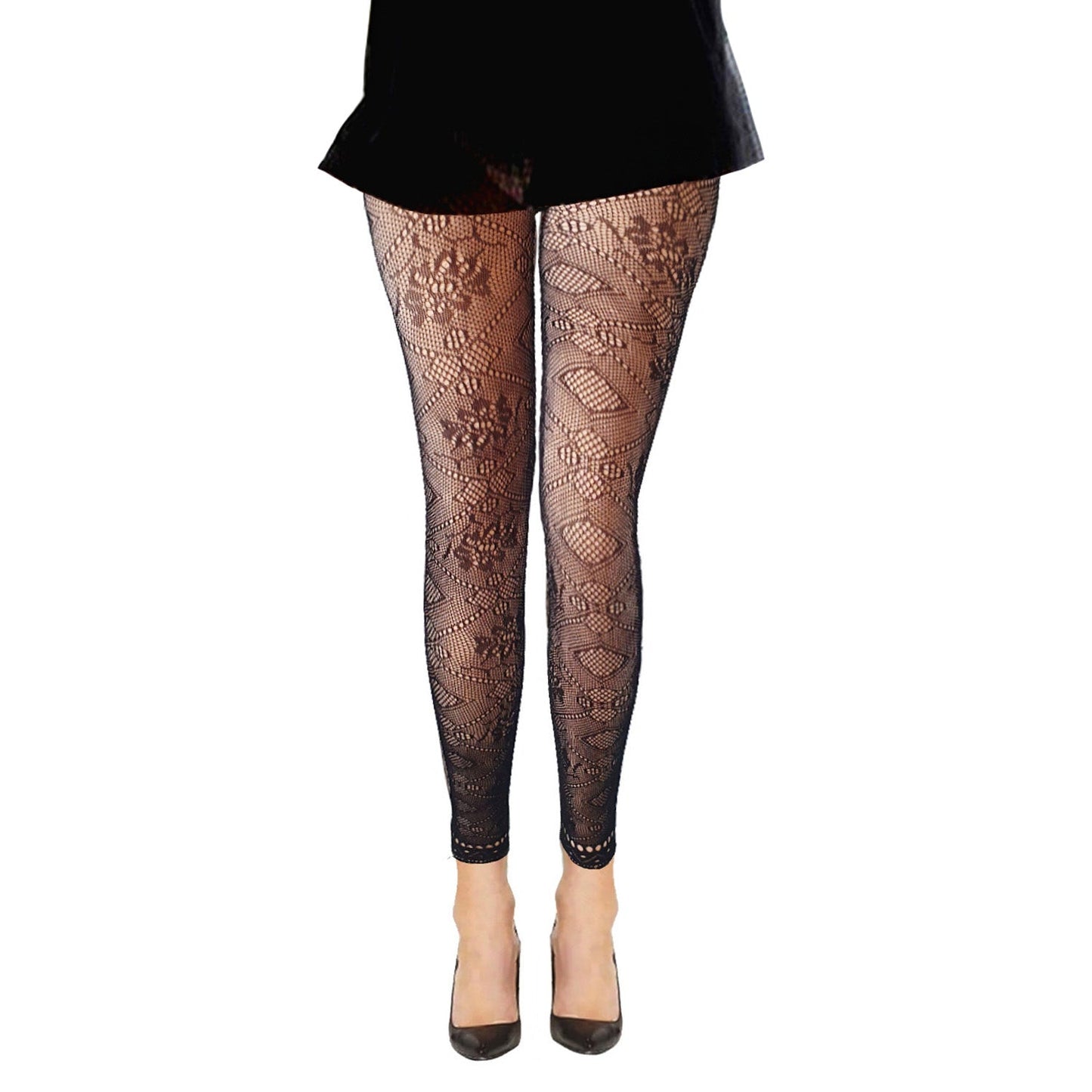 Bod patterned black fishnet tights with diamonds