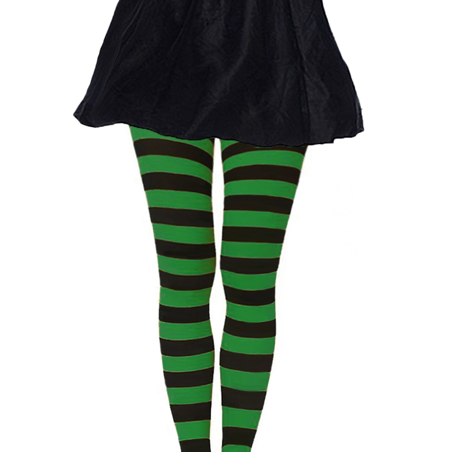 green and black horizontal striped hosiery