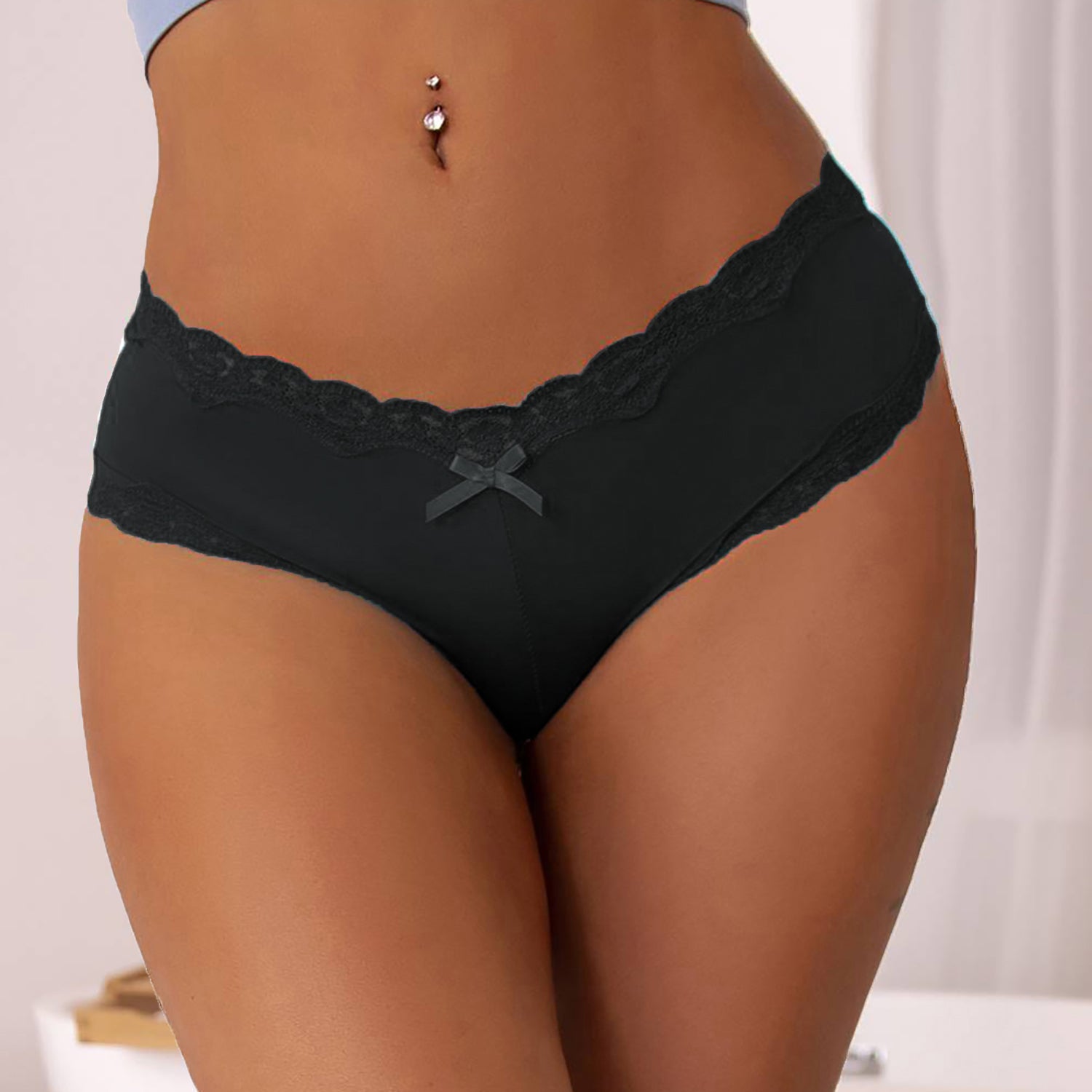 Beautiful silky and sexy lace scalloped knickers in classic black