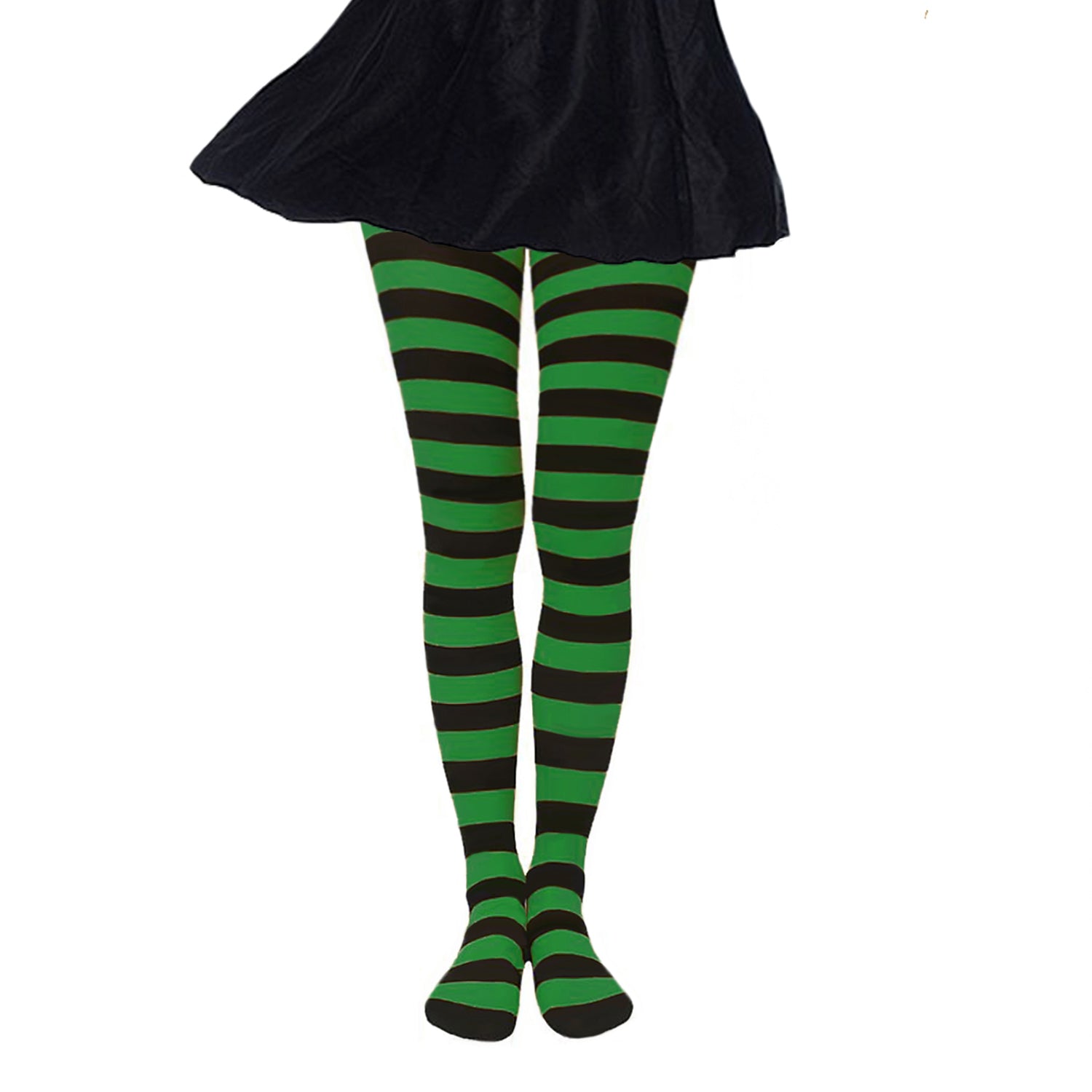 Black & Green Striped Halloween Fancy Dress Tights- Simply Joshimo