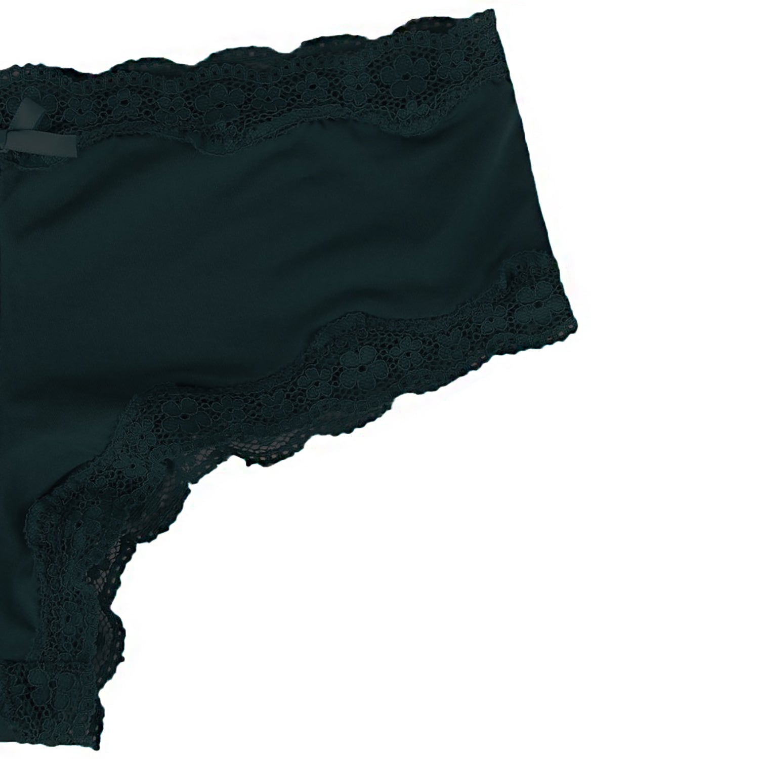 Lace scalloped edging to some silky black underwear