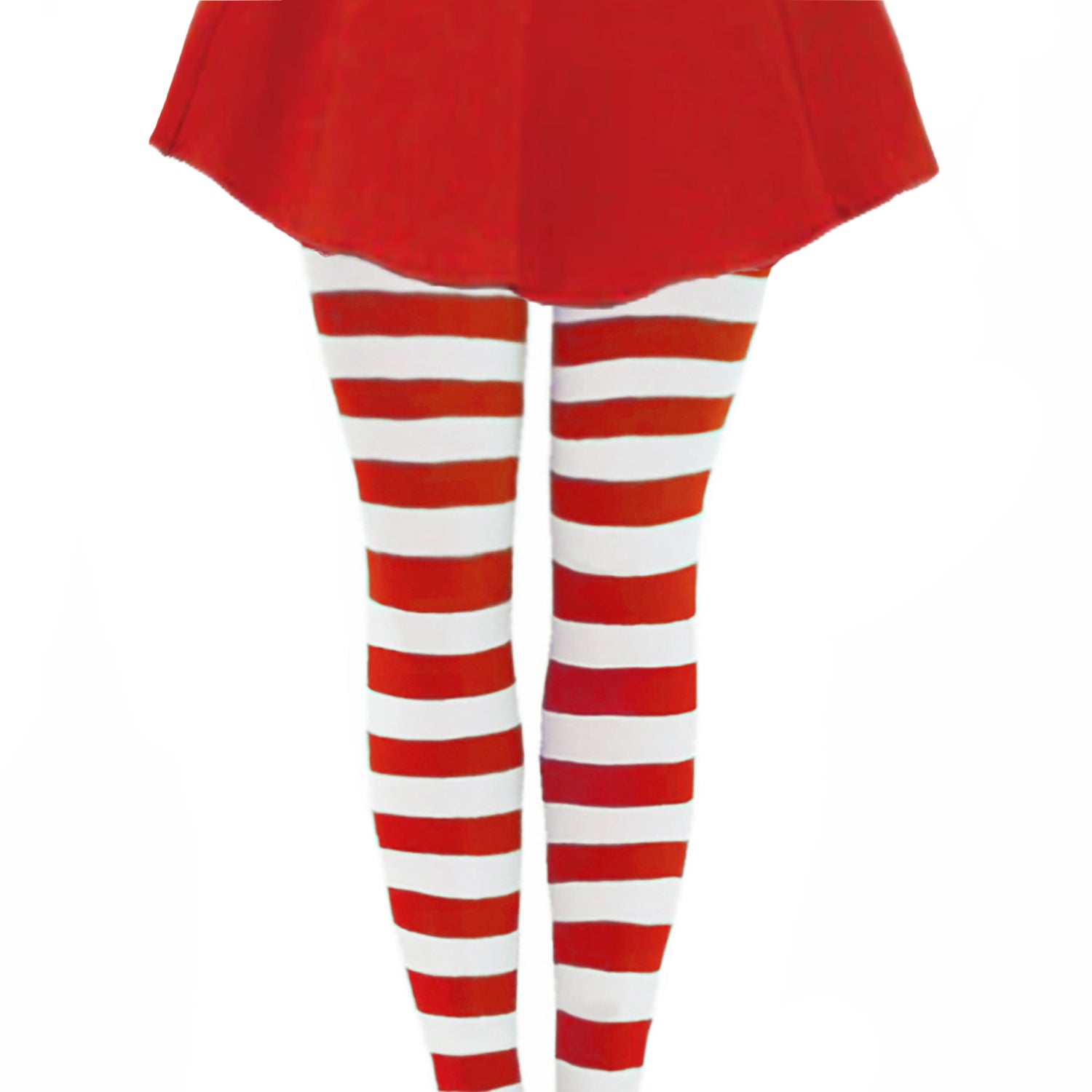 Womens red and white horizontal striped fancy dress tights