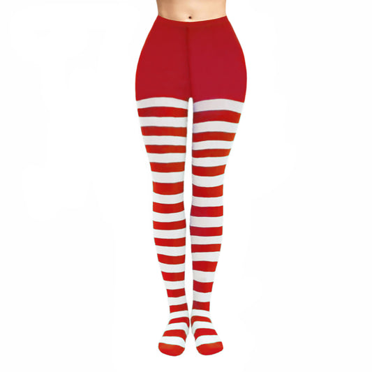 Simply Joshimo - Colourful red and white striped tights, perfect for a Wheres Wally fancy dress outfit