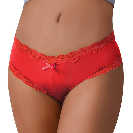 Simply Joshimo Vibrant Red Lace Scalloped Knickers With Bow