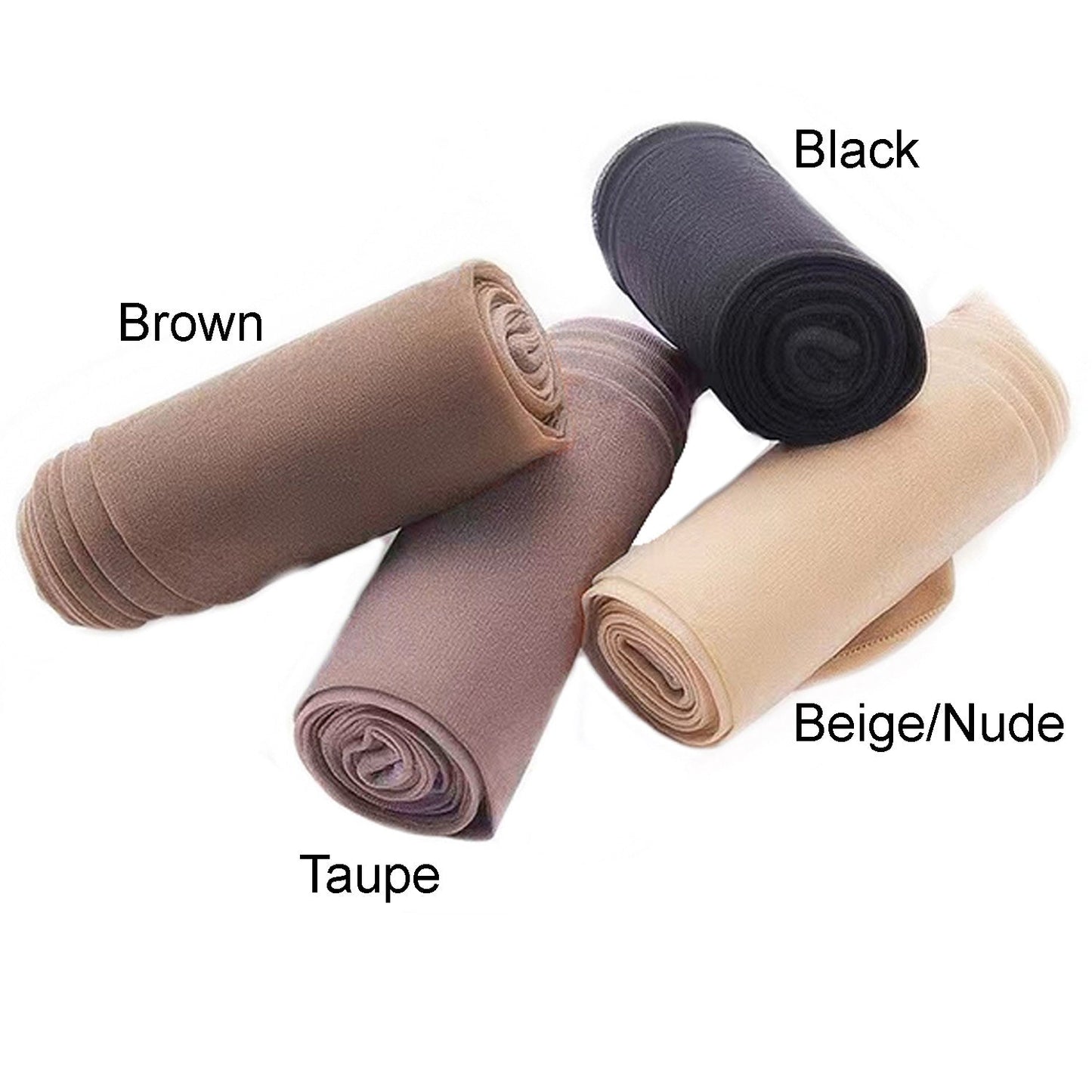 womens skin tone denier hosiery black, nude, taupe and brown