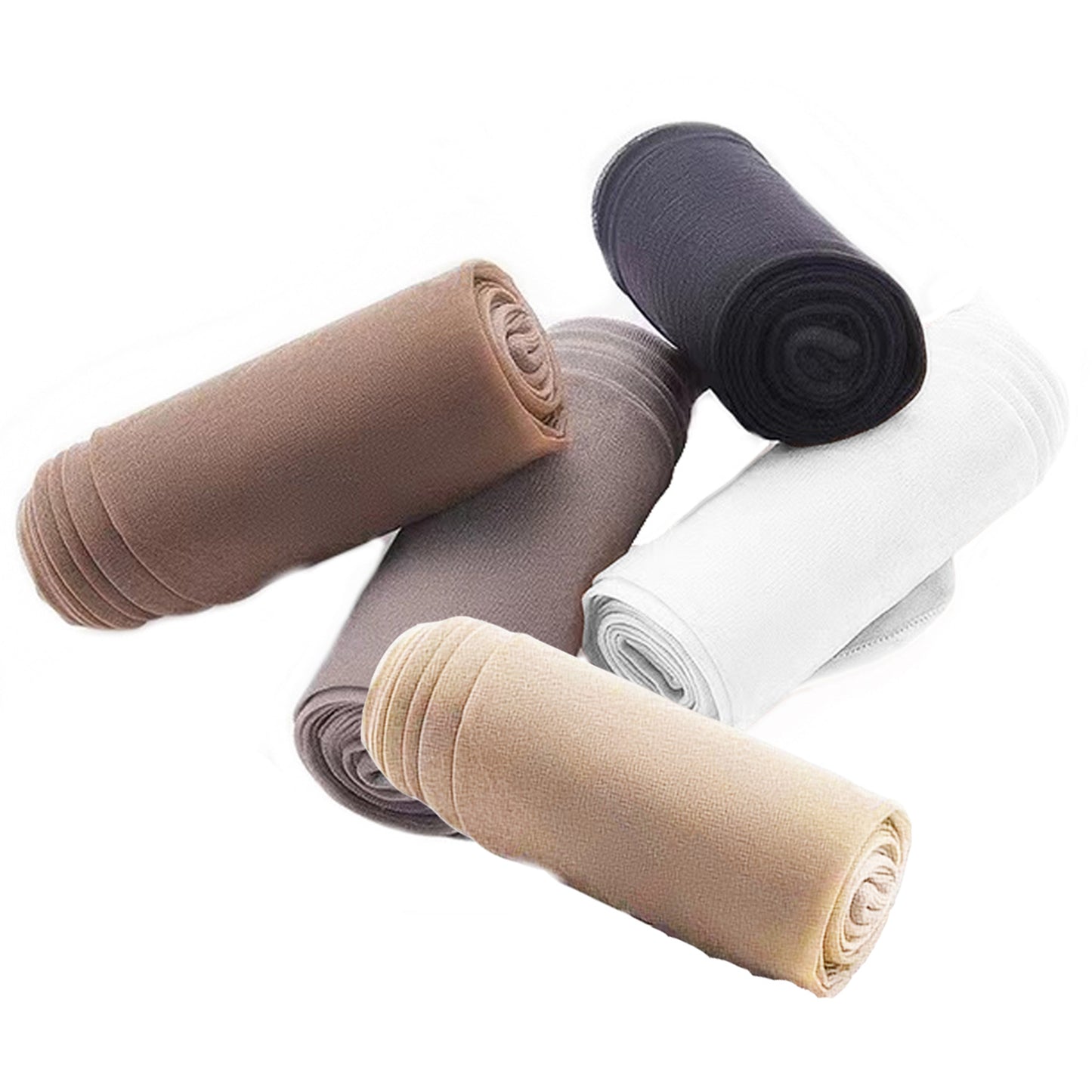 Black, beige, white, brown and grey thigh high stockings