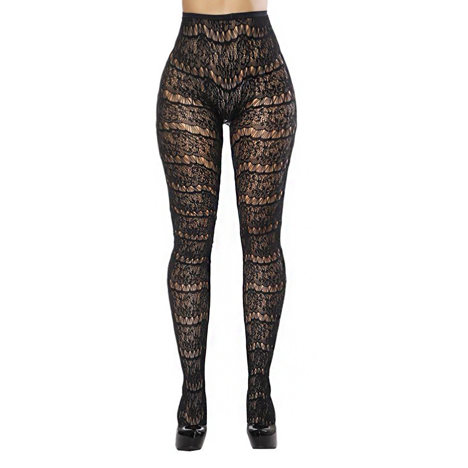 Simply Joshimo - black striped fishnet tights - Long Leg