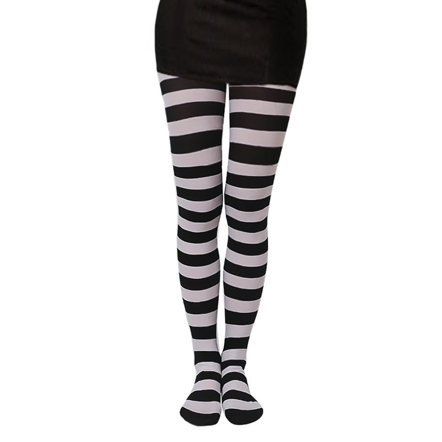 Black and White Striped Fancy Dress Tights - Simply Joshimo