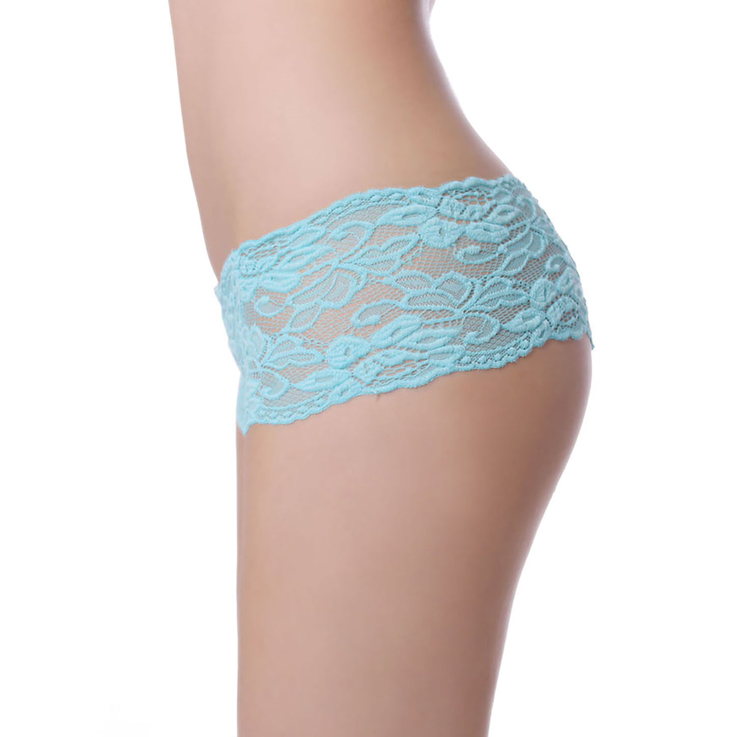 Lace scalloped turquoise French Knicker Lingerie with cotton gusset