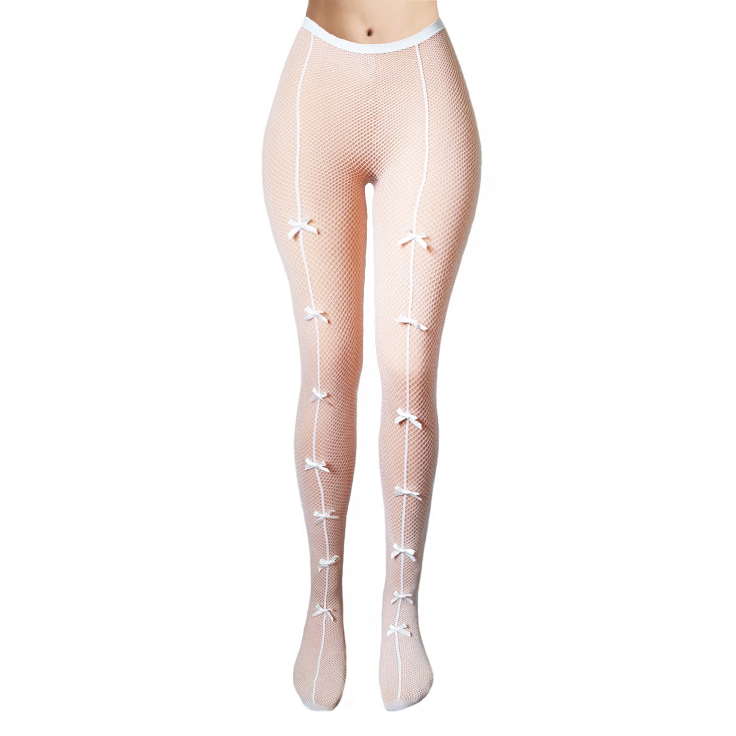 Simply Joshimo White Seamed Tights With Bow