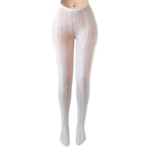 Simply Joshimo Knitted Tights in White Fishnet